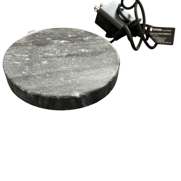 Marble Stone Wireless Phone Charger Gray Round Soft Velvet Base Non Scratch - Picture 2 of 3